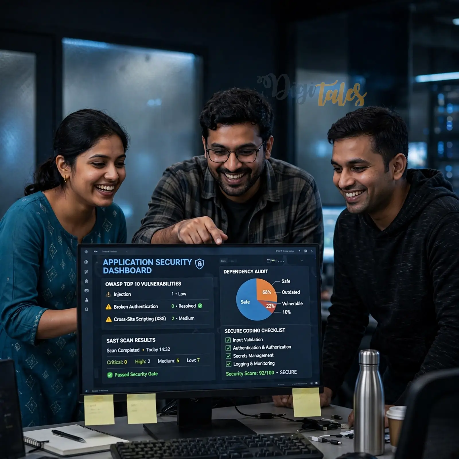 Support team working together in an office