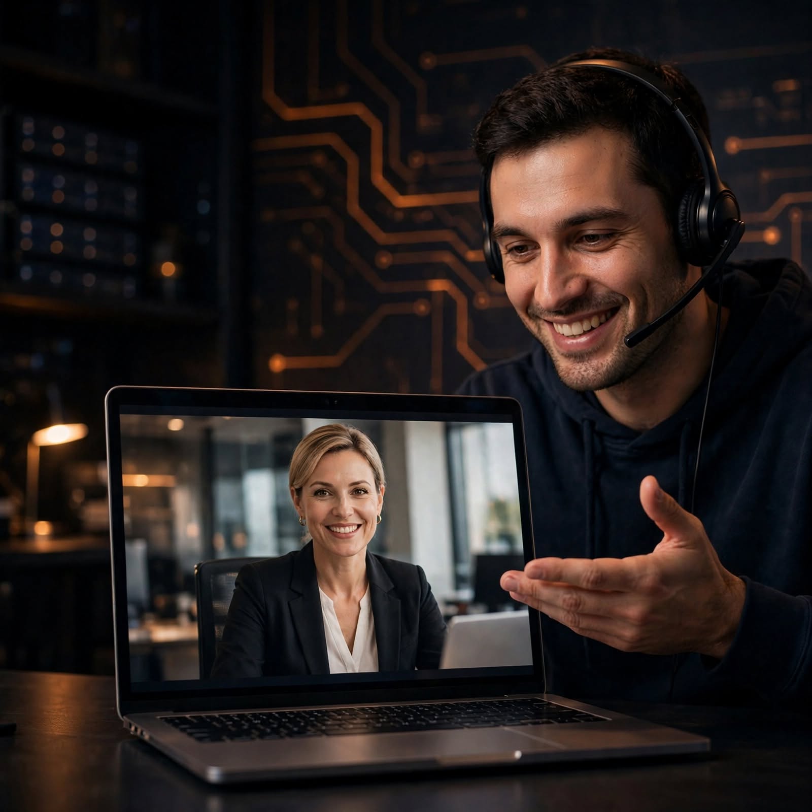 Support team working together in an office