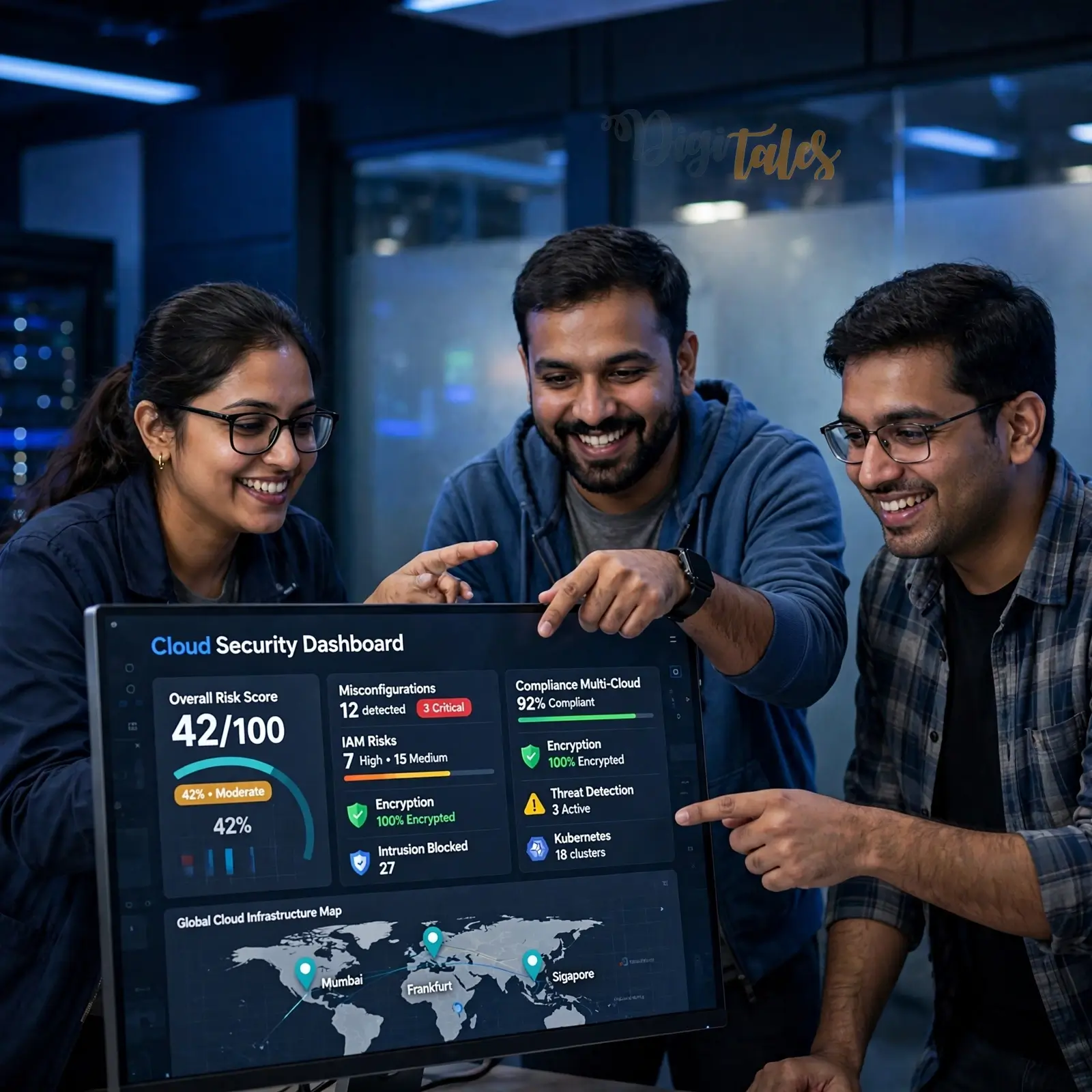 Support team working together in an office