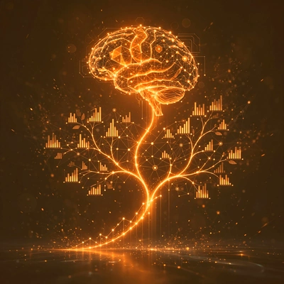 AI powered Growth tree with neural brain