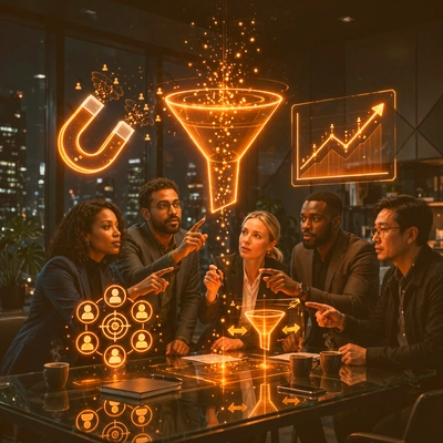 Support team working together in an office