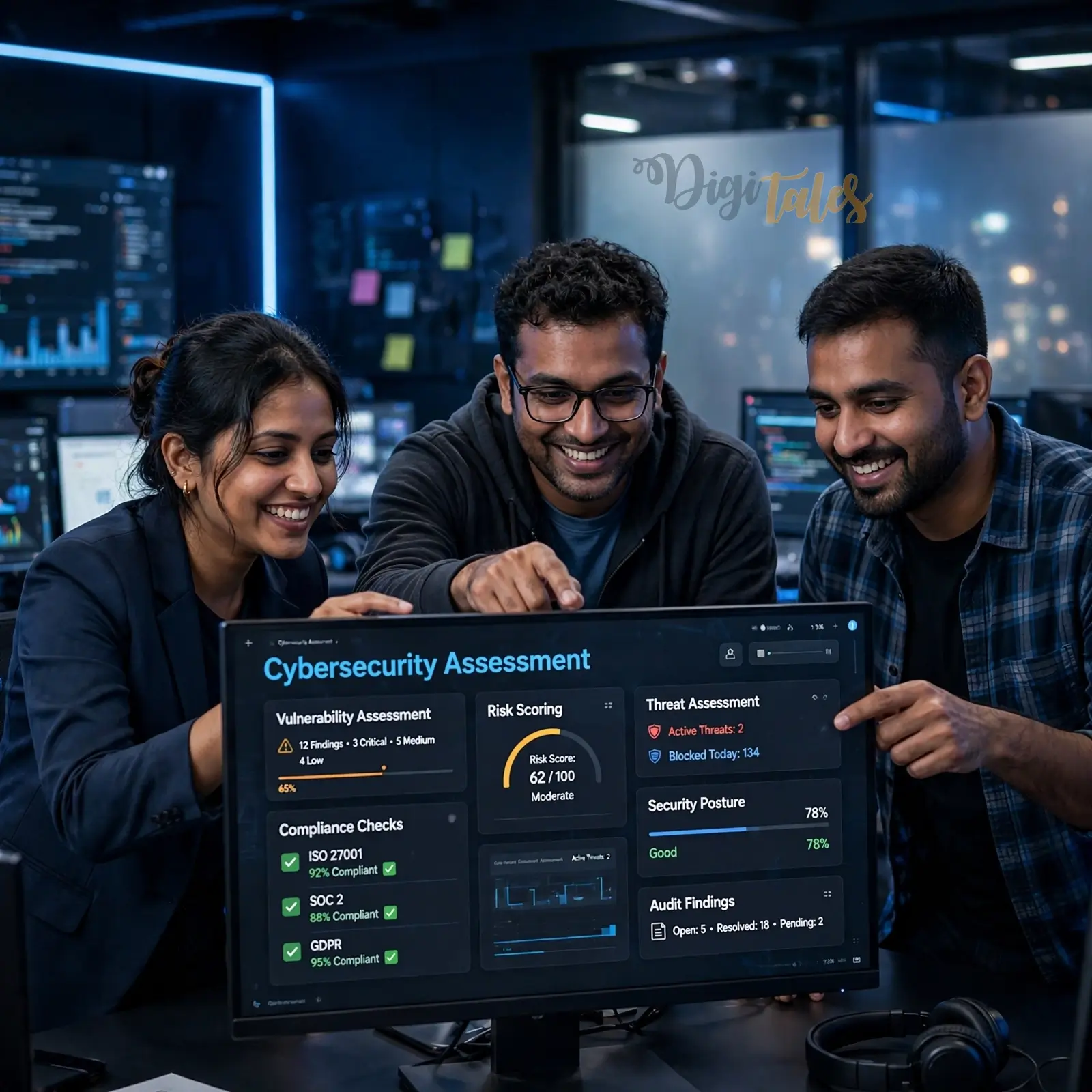 Support team working together in an office
